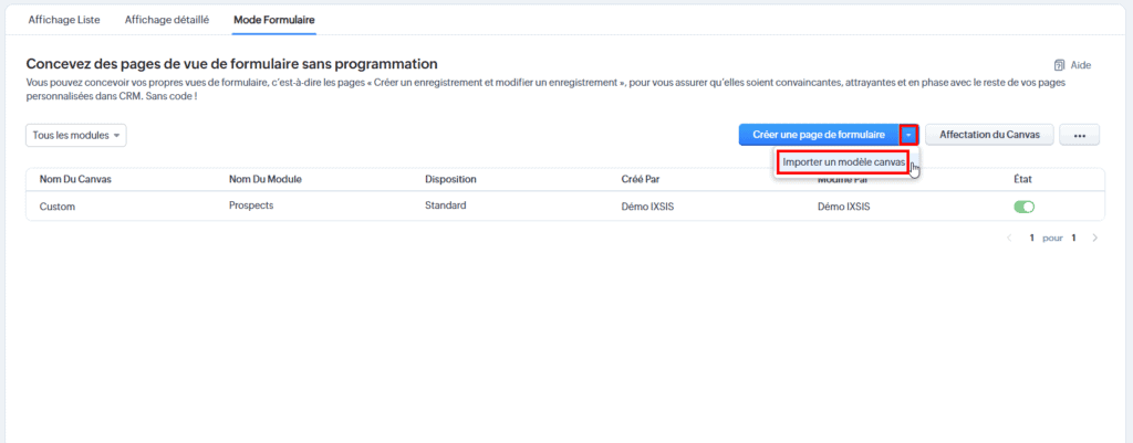 La Fonctionnalite Canvas Disponible Pour Le Mode Affichage Dans Zoho Crm 4