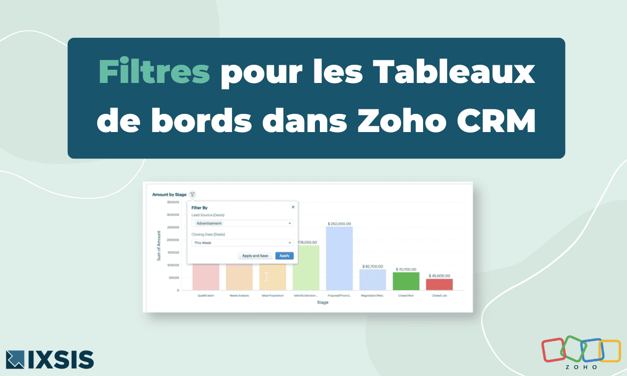 Zoho crm filtres tableaux de bord